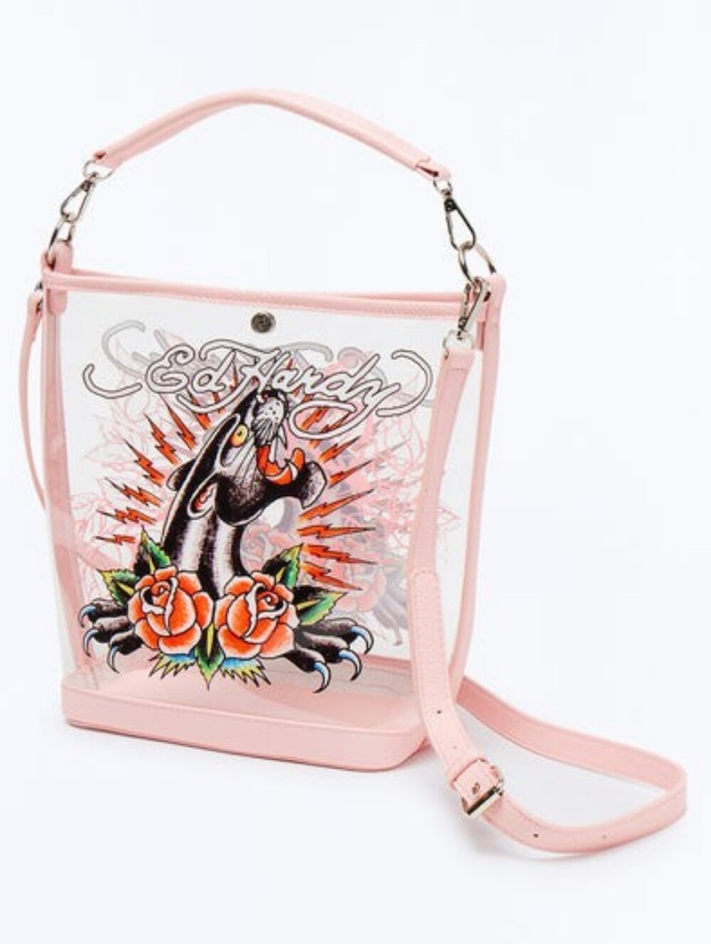 Ed Hardy Faithfully Yours Clear Bucket Bag NWT Factory Sealed